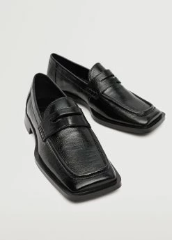 Mango Shoes Sales 49 Square-toe Moccasin Black
