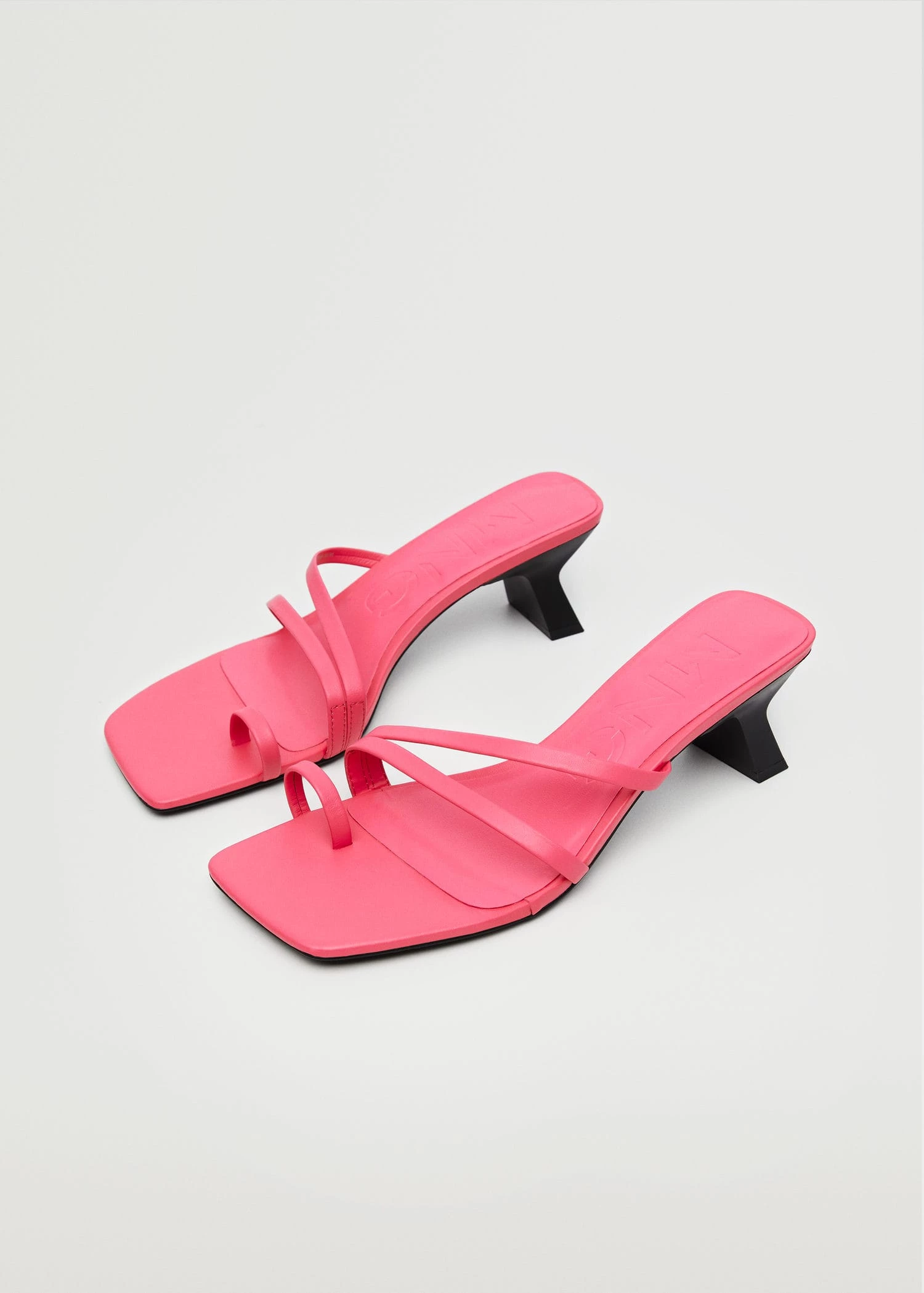 Straps Heel Leather Sandals Black 5 Straps Heel Leather Sandals Black - Image 3