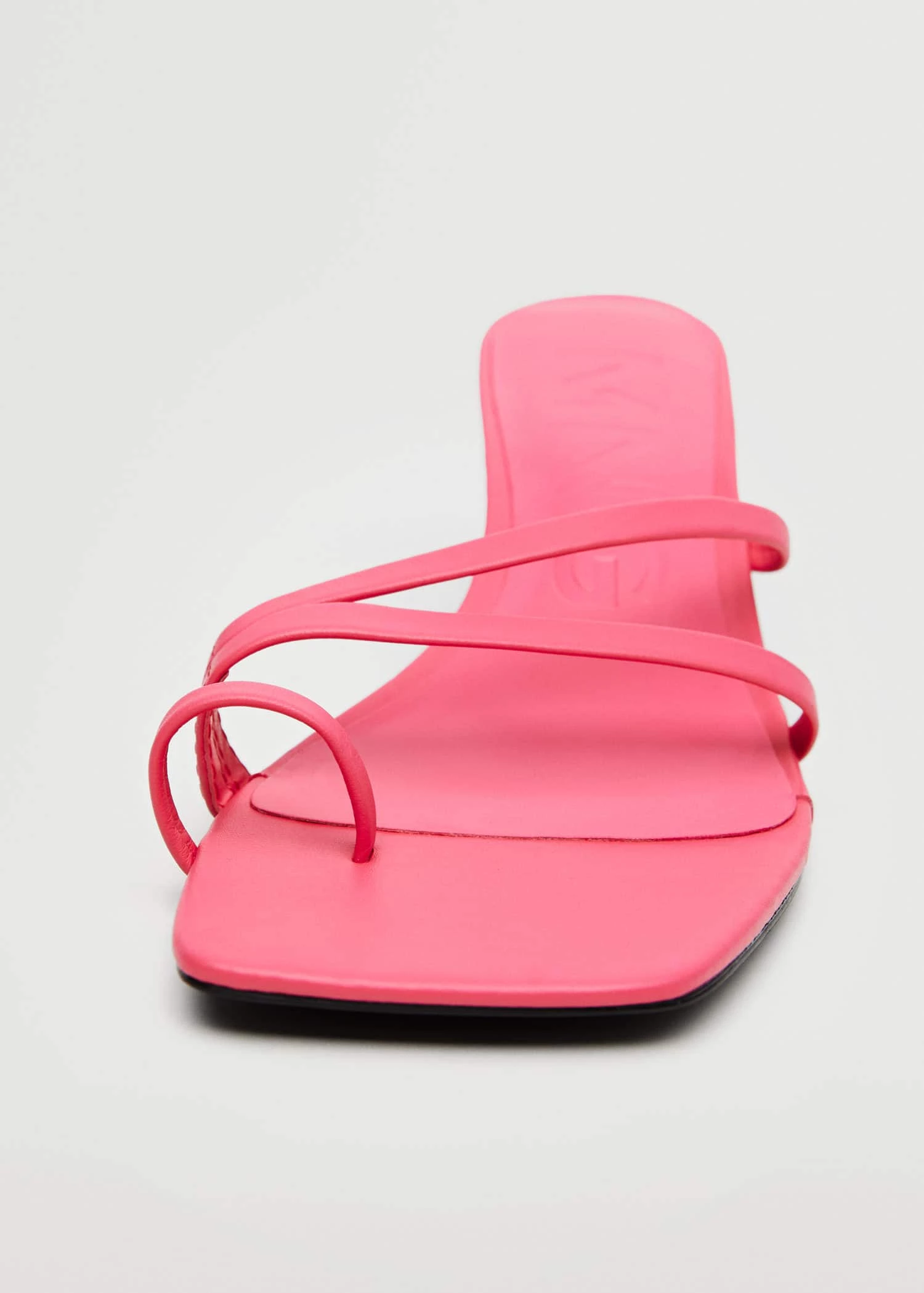 Straps Heel Leather Sandals Black 7 Straps Heel Leather Sandals Black - Image 5