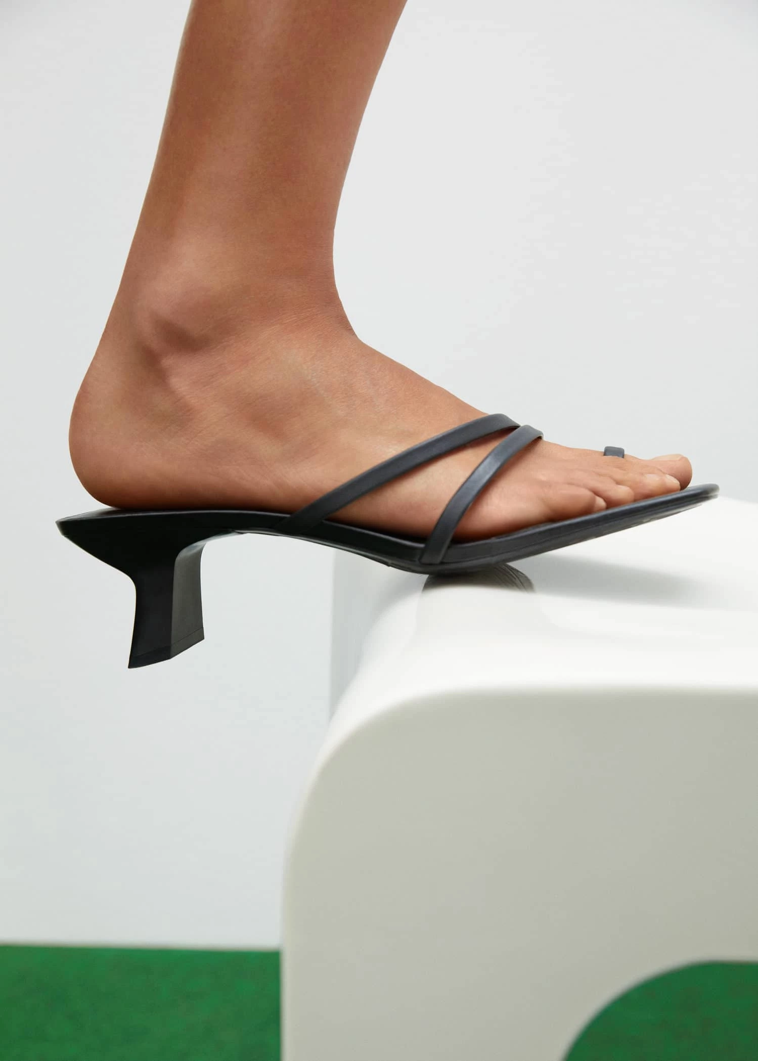 Straps Heel Leather Sandals Black 10 Straps Heel Leather Sandals Black - Image 8