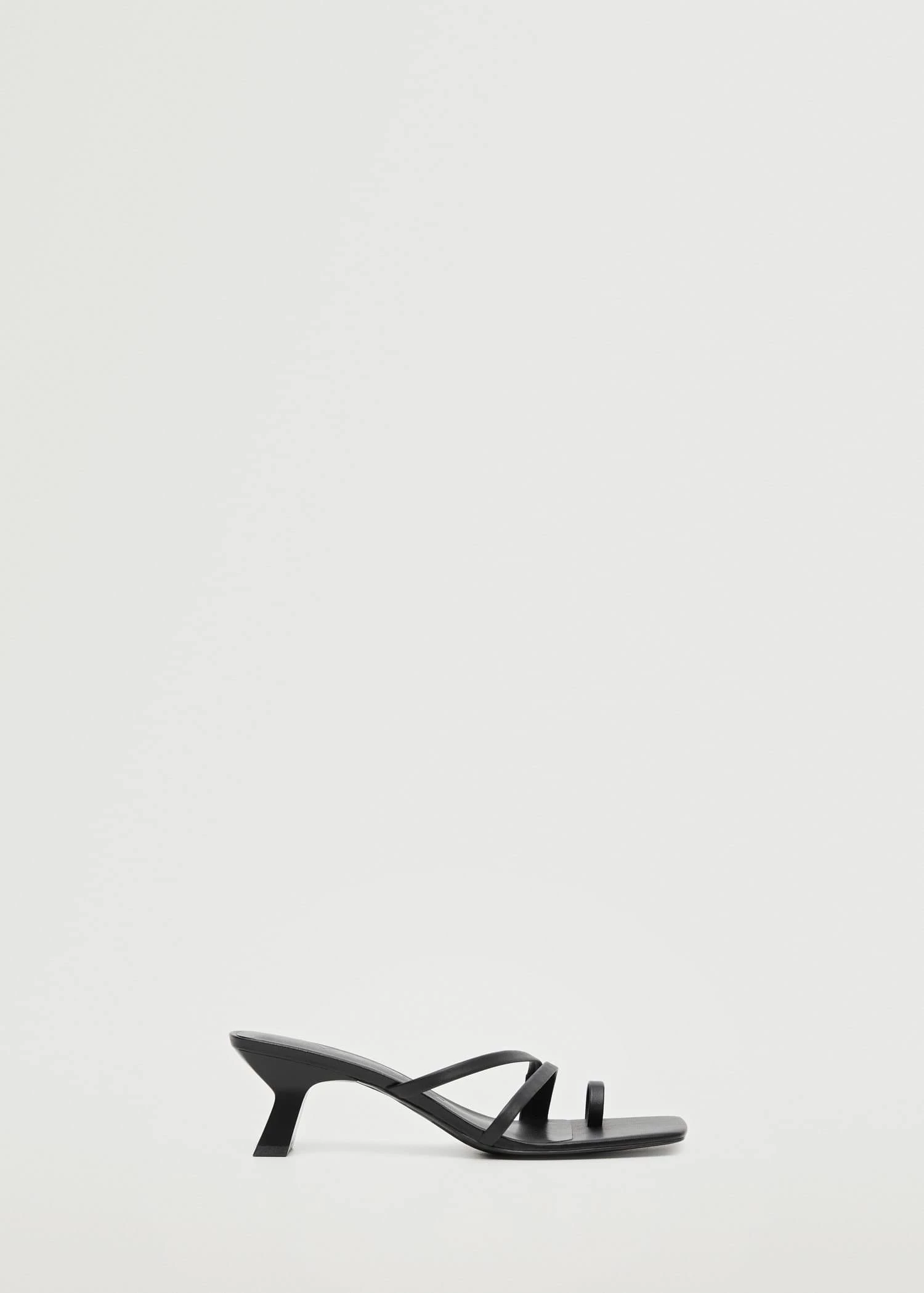 Straps Heel Leather Sandals Black 11 Straps Heel Leather Sandals Black - Image 9