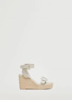 Mango Shoes Sales 45 Wedge Buckle Sandals Ice Grey