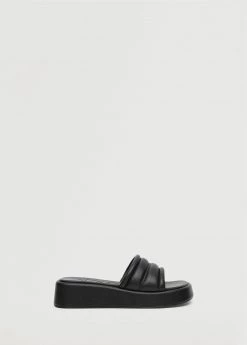 Mango Shoes Sales 51 Platform Quilted Sandals Black