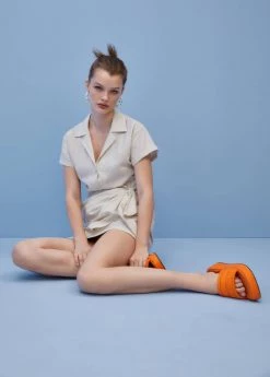 Platform Quilted Sandals Orange