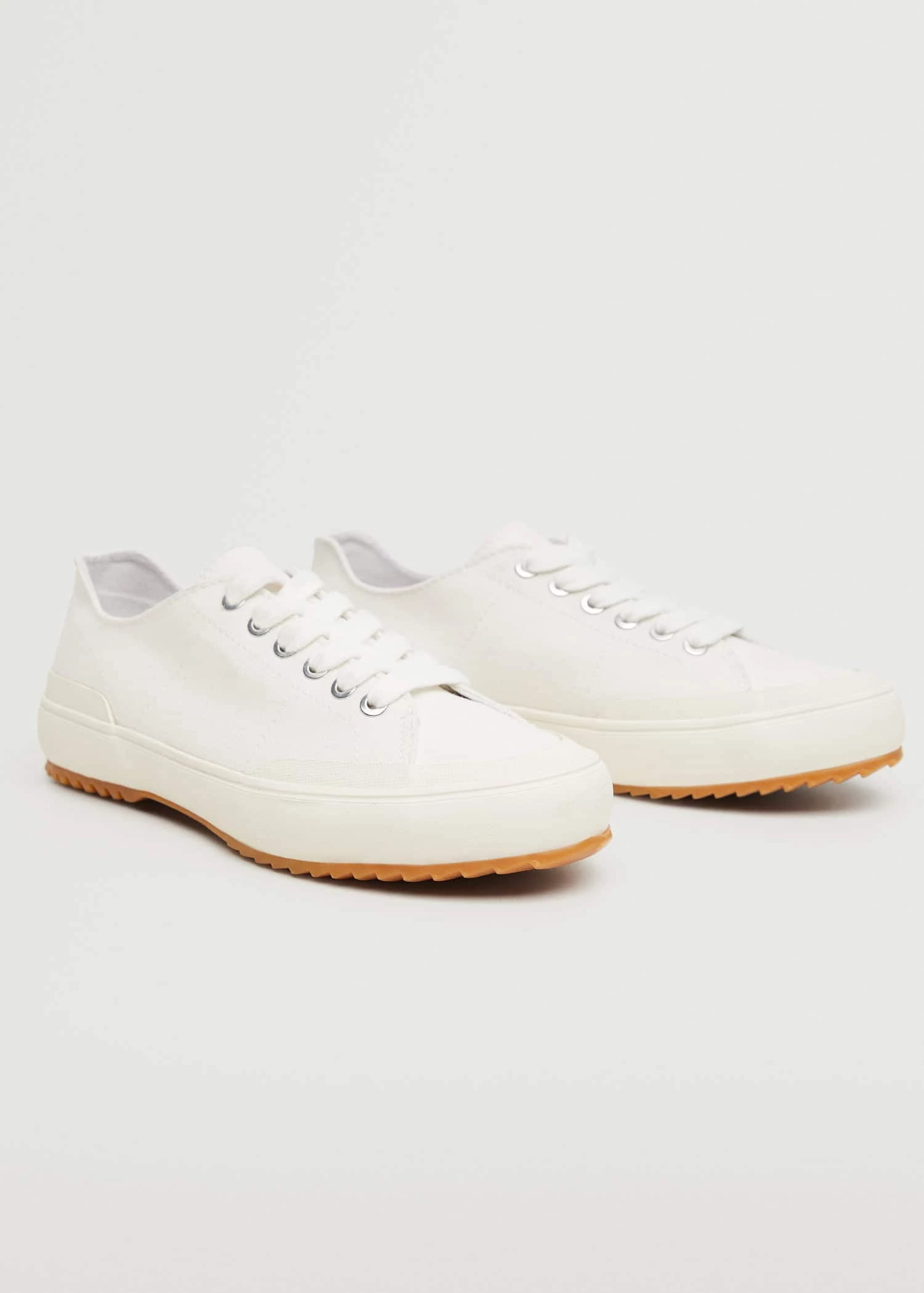 Lace-up Cotton Sneakers White 4 Lace-up Cotton Sneakers White - Image 2