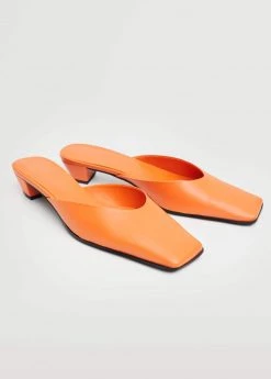 Heel Leather Mules Orange -Mango Shoes Sales unnamed file 833