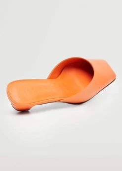 Heel Leather Mules Orange -Mango Shoes Sales unnamed file 835