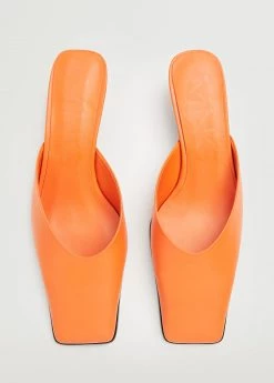 Heel Leather Mules Orange -Mango Shoes Sales unnamed file 836