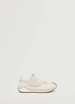 Lace-up Leather Sneakers Beige