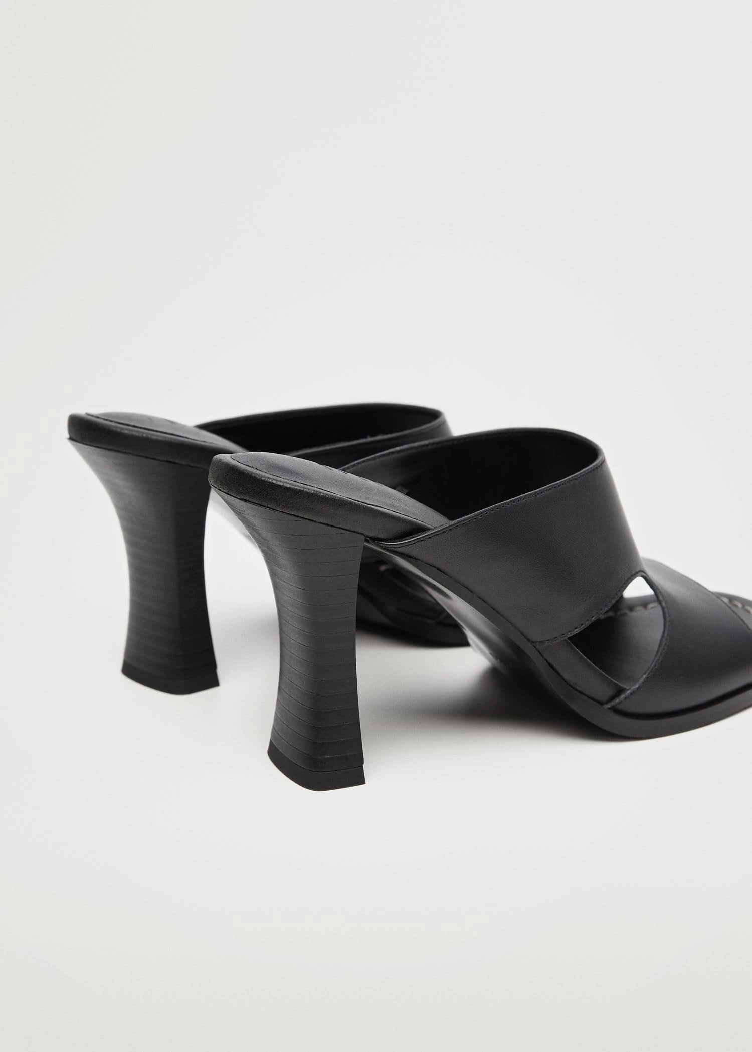 Heel Leather Sandals Black 7 Heel Leather Sandals Black - Image 5
