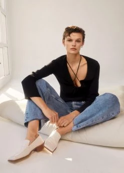 Leather Pointed Loafers Vanilla -Mango Shoes Sales unnamed file 918