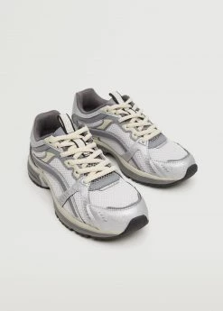 Lace-up Mixed Sneakers Silver 20 Lace-up Mixed Sneakers Silver -Mango Shoes Sales unnamed file 925