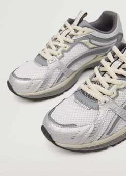 Lace-up Mixed Sneakers Silver 23 Lace-up Mixed Sneakers Silver -Mango Shoes Sales unnamed file 928