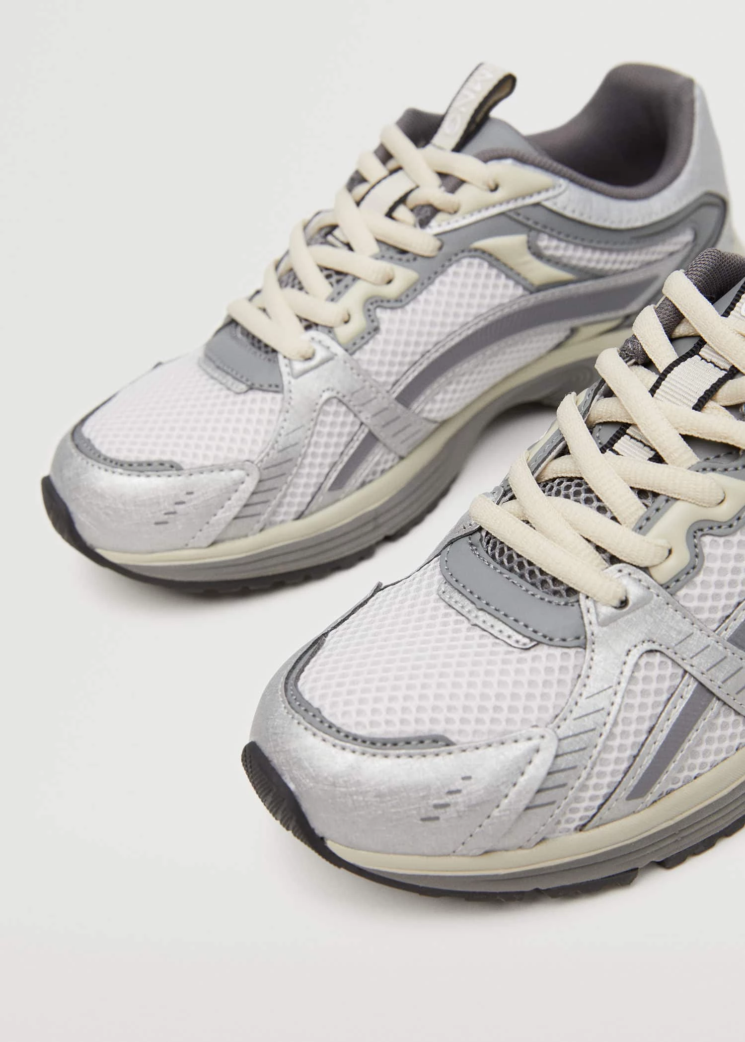 Lace-up Mixed Sneakers Silver 12 Lace-up Mixed Sneakers Silver - Image 10