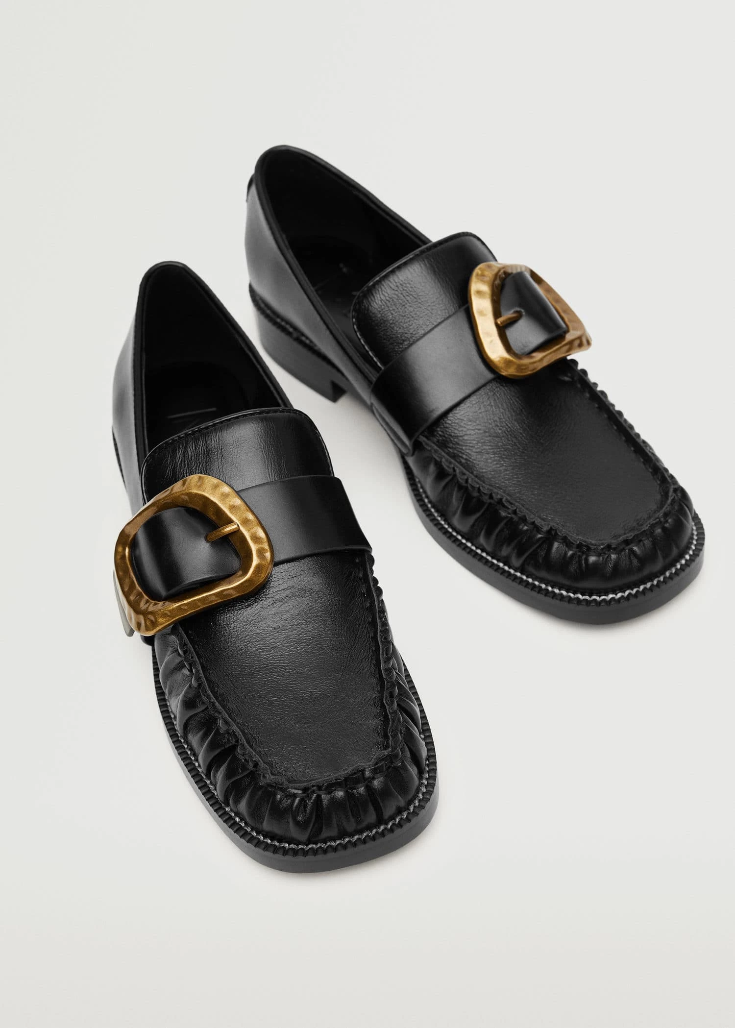 Buckle Leather Moccasins Black 4 Buckle Leather Moccasins Black - Image 2